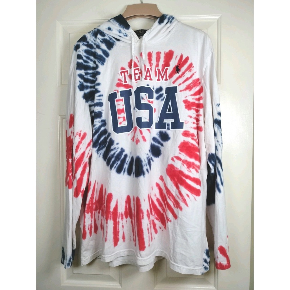 POLO Ralph Lauren Team USA Tie Dye Hooded Jersey T-Shirt Men's XL Olympic